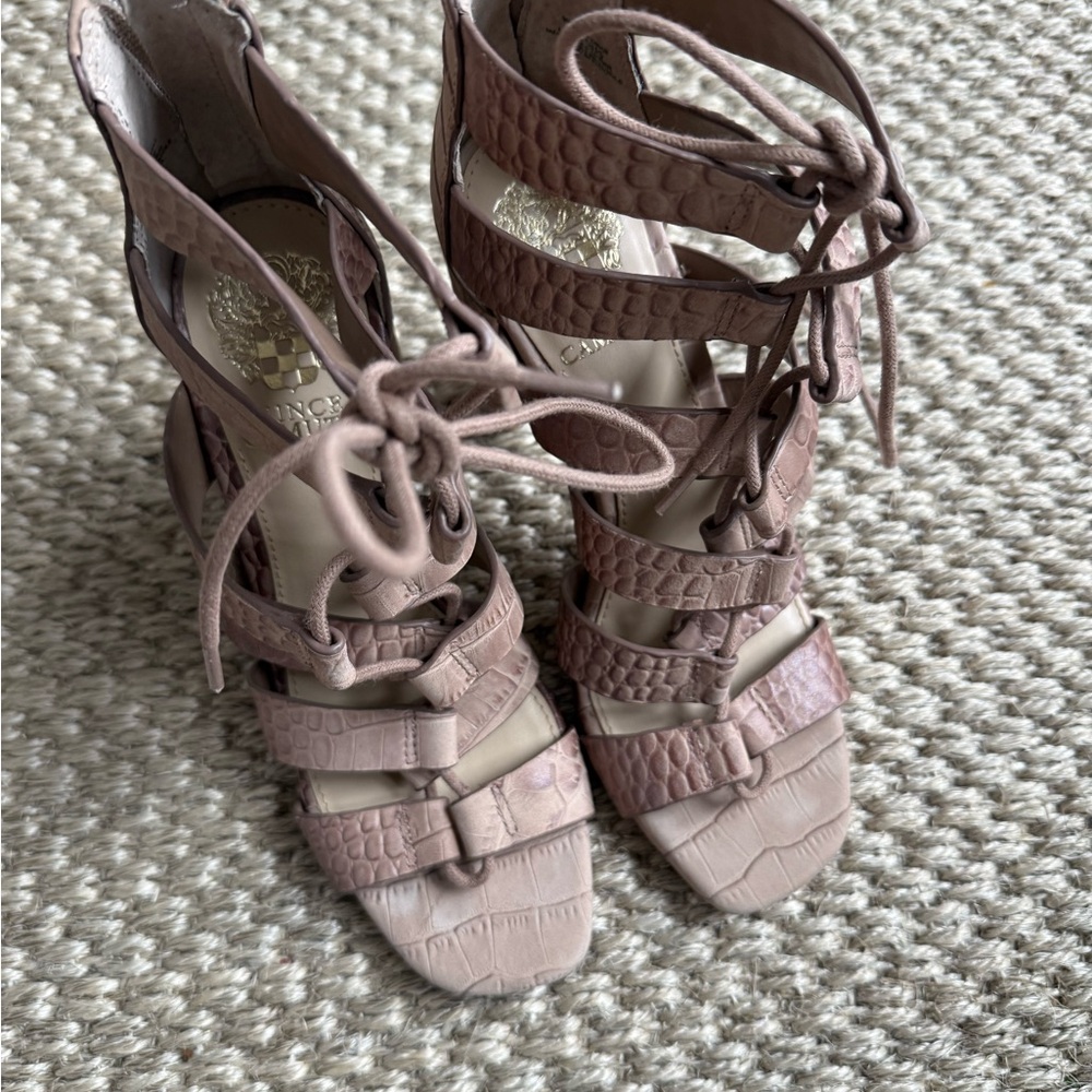 Vince camuto 7 nude cream Chic Lace-Up Sandals in Blush by